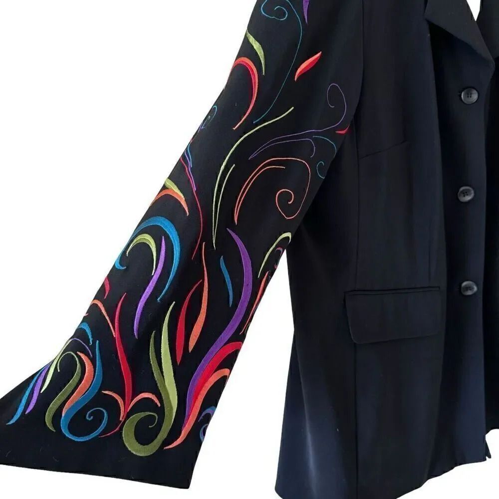 Travis Ayers 2 Piece Black Embroidered Tailored Jacket Skirt Suit Plus SZ 18W - Picture 5 of 16